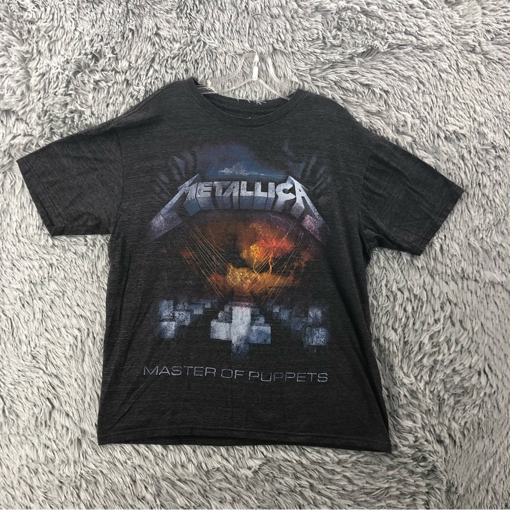 Bravado Metallica Tshirt Mens Large Master of Puppets Spellout Dark Gray